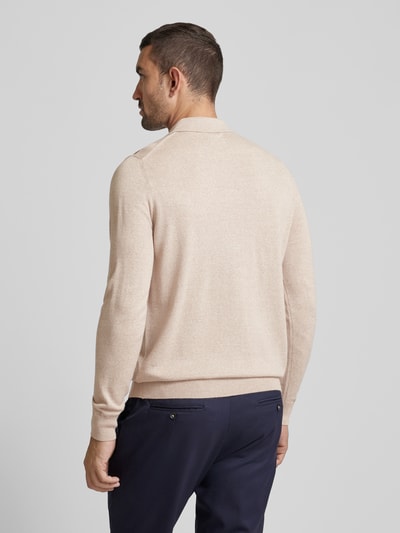 Christian Berg Men Strickpullover mit kurzem Reißverschluss Sand Melange 5