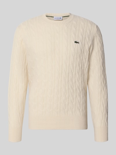 Lacoste Regular fit pullover van pure wol Offwhite - 2