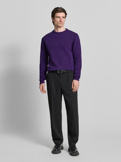 Casual Friday Oversized Strickpullover mit gerippten Abschlüssen Lila 1