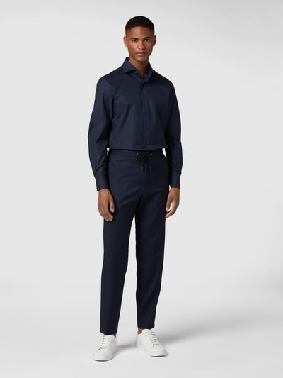 Profuomo Koszula biznesowa o kroju slim fit z diagonalu Granatowy 1