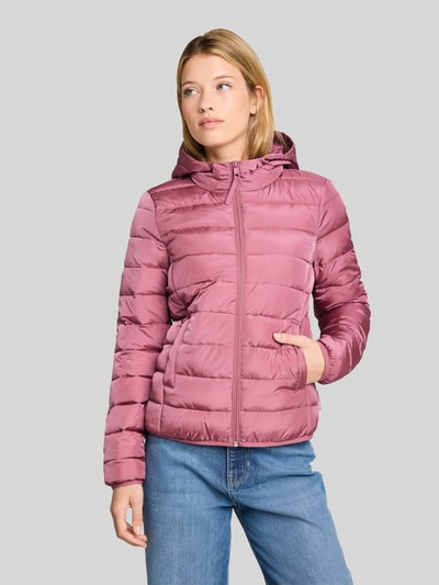Tom Tailor Denim kurtka pikowana o kroju regular fit z kołnierzem z kapturem Mocnoróżowy 4
