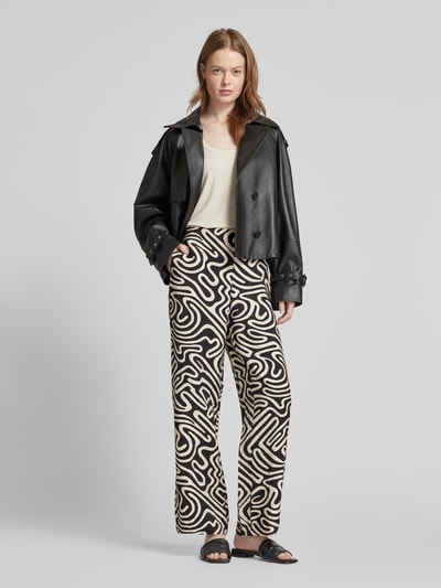 Vero Moda Regular fit brede broek met all-over patroon, model 'VIGDIS' Zwart - 1