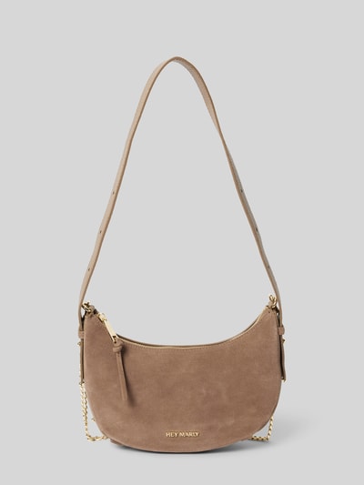 Hey Marly Lederhandtasche mit Label-Applikation Modell 'Lifetime Sister' Taupe 2