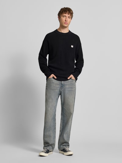 Calvin Klein Jeans Gebreide pullover met structuurmotief en ronde hals Zwart - 1