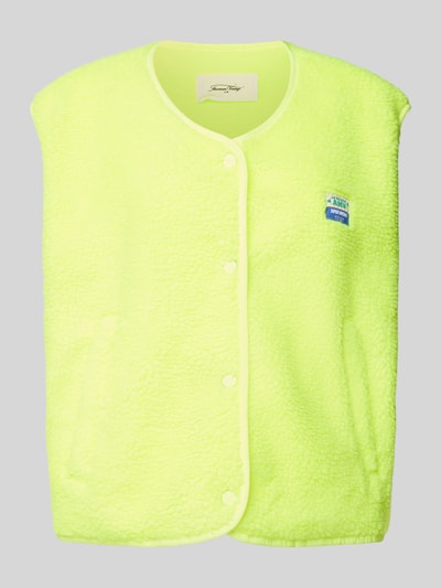 American Vintage Weste aus Fleece mit Label-Patch Modell 'HOKTOWN' Neon Gelb 2