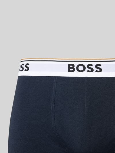Productfoto, donkerblauwe boxershort met witte elastische tailleband met zwarte BOSS-logo, katoenmix, Heren Pant & Trunk von BOSS, Trunk aus Baumwoll-Mix im 3er-Pack model '3P Boxer Brief'