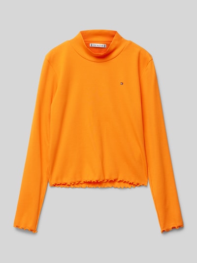 Tommy Hilfiger Teens Shirt met lange mouwen in riblook met opstaande kraag Oranje - 1