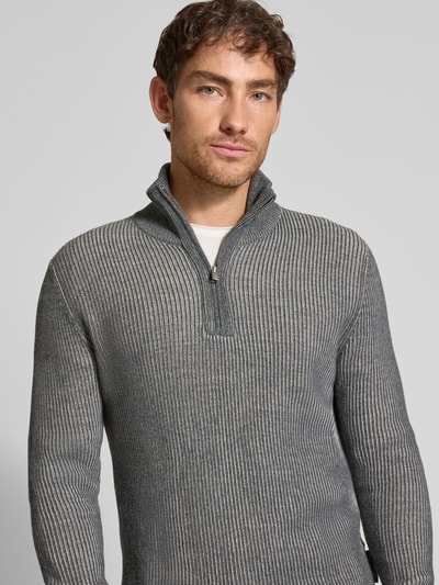 Marc O'Polo Regular fit schipperstrui in ribgebreide structuur Middengrijs - 3