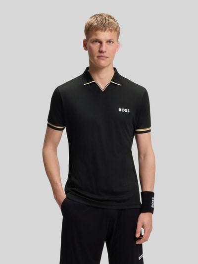 BOSS Green Koszulka polo o kroju slim fit z nadrukiem z logo model 'PL_TOC SERVE 2' Czarny 4