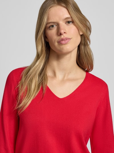 Pieces Regular Fit Pullover mit V-Ausschnitt Modell 'BREE' Rostrot Melange 3