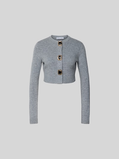 Self-Portrait Cropped Jacke in Strick-Optik Mittelgrau 2