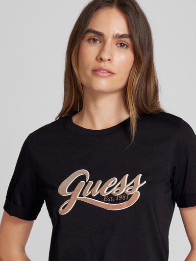 Guess T-shirt met labelprint Zwart - 3