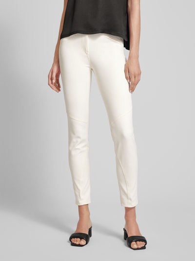 Marc Cain Slim fit broek met siernaden Offwhite - 4