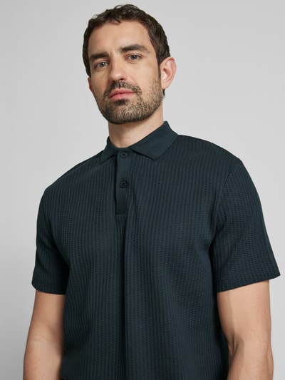 Samsøe Samsøe Regular Fit Poloshirt mit Strukturmuster Modell 'SAJASE' Marine 3