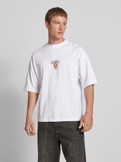 REVIEW T-Shirt mit Label-Print Pastellgelb 4