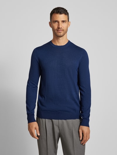 Christian Berg Men Strickpullover mit Rundhalsausschnitt Dunkelblau Melange 4