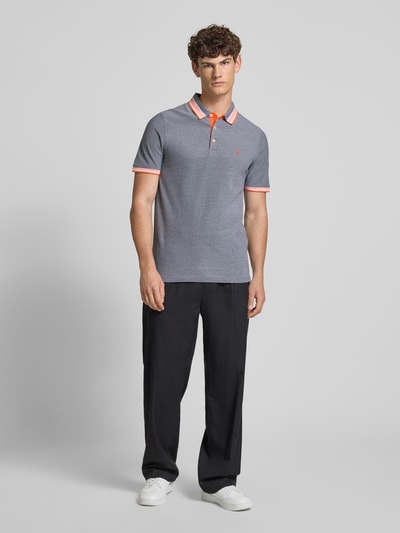 Jack & Jones Regular fit poloshirt met labelstitching, model 'PAULOS' Marineblauw - 1