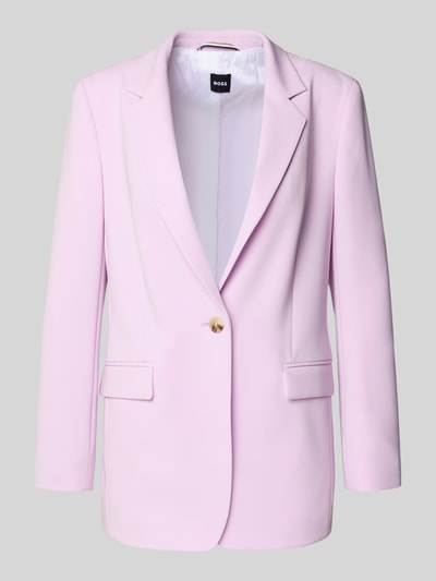 Produktfoto, Regular Fit Longblazer mit Reverskragen Modell 'JOCALUAH' von BOSS in zartem Rosa mit Pattentaschen, Twill Materialverarbeitung
