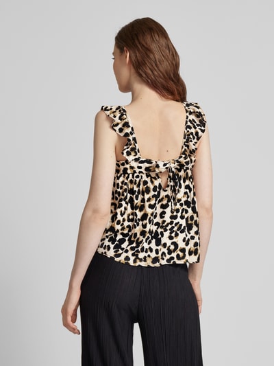 ICHI Blousetop met dierenprint, model 'Marrakech' Zwart - 5