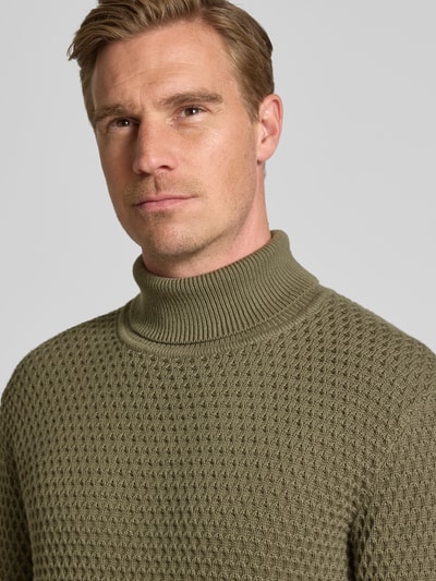 MCNEAL Rollkragenpullover mit gerippten Abschlüssen Oliv 3