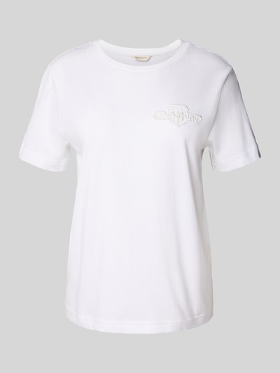 Gant Regular fit T-shirt van puur katoen met logopatch Wit - 2