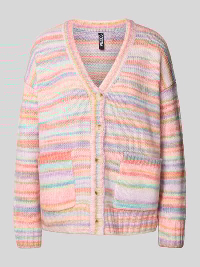 Pieces Regular fit gebreid jack van zacht ribtricot, model 'ORMAN' Roze gemêleerd - 2