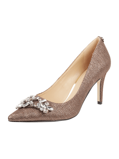 Guess Pumps mit Effektgarn und Ziersteinen Messing 1