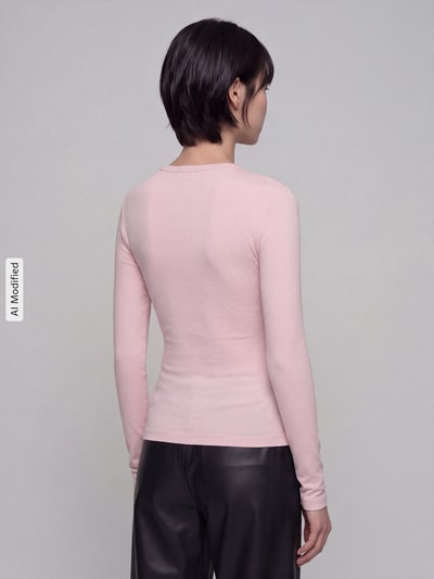 s.Oliver RED LABEL Langarmshirt mit abgerundetem Saum Rose 5