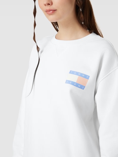 Tommy Jeans Sweatshirt met labelprint, model 'POP' Wit - 3