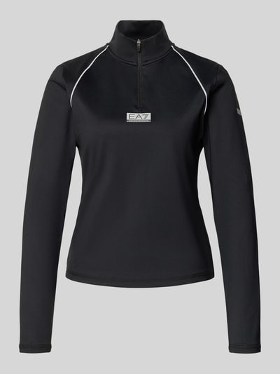 EA7 Emporio Armani Bluzka funkcyjna ze stójką i logo Czarny 2