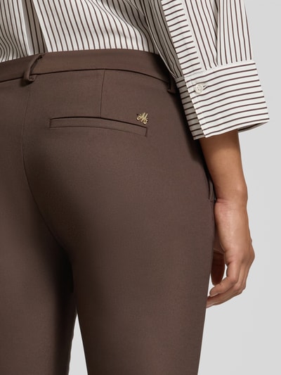 MOS MOSH Slim fit pantalon van katoenmix Chocoladebruin - 3
