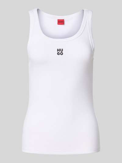 HUGO Tanktop met labelstitching, model 'Datamia' Offwhite - 2