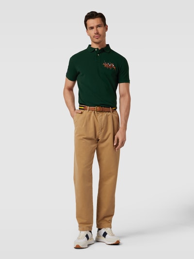 Polo Ralph Lauren Custom slim fit poloshirt met motiefstitching Donkergroen - 1