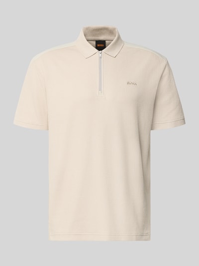 BOSS Orange Regular Fit Poloshirt aus reiner Baumwolle Modell 'Pe_RibNylon' Beige 1