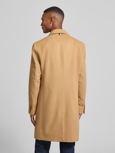 BOSS Płaszcz wełniany o kroju slim fit z kołnierzem z połami model ‘HYDE’ Camel 5
