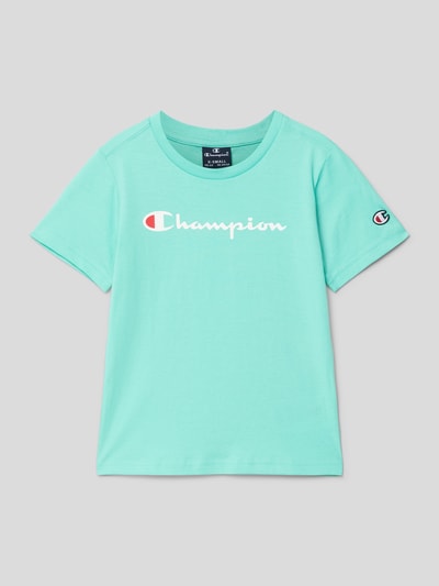 CHAMPION T-shirt z nadrukiem z logo Jasnoturkusowy 1