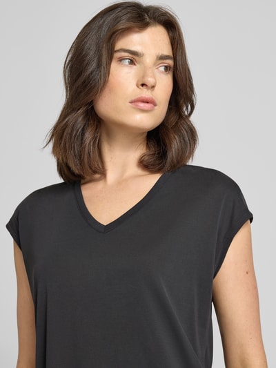 Vila T-shirt z dekoltem w serek model ‘modala’ Czarny 3