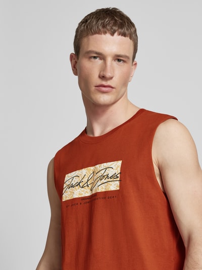 Jack & Jones Tanktop mit Label-Print Modell 'SPLIT' Rostrot 3