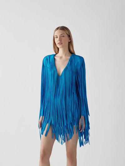 Alexandre Vauthier Minikleid mit Allover-Besatz aus Fransen Blau 4