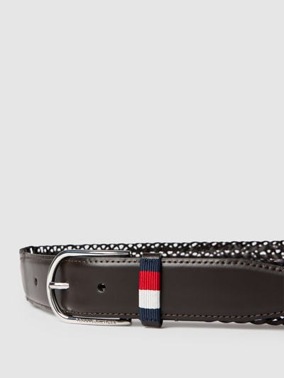 Tommy Hilfiger Leren riem met kabelpatroon, model 'BUSINESS BRAIDED' Donkerbruin - 2