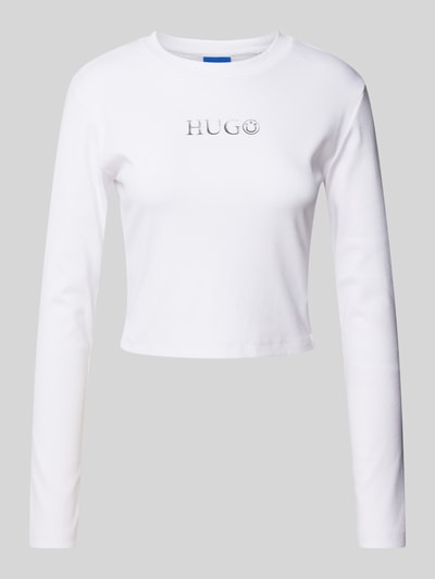 Hugo Blue Cropped Longsleeve mit Rundhalsausschnitt Modell 'Della' Weiss 2