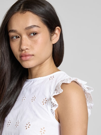 Only Uitlopende mini-jurk met broderie anglaise, model 'LOU' Wit - 3