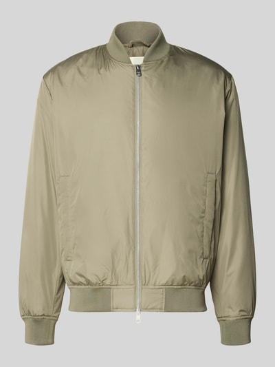 Produktfoto, Regular Fit Bomberjacke mit Zweiwege-Reißverschluss Modell 'CHRIS' von SELECTED HOMME in Beige, wasserabweisend, gerippte Bündchen, unifarbene Optik, College-Kragen, seitliche Eingrifftaschen