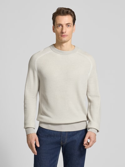BOSS Orange Regular Fit Strickpullover aus Schurwoll-Mix Modell 'AKAJER' Hellgrau 4