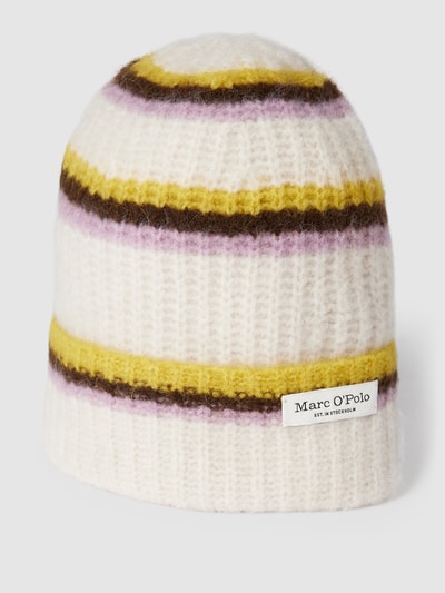 Marc O'Polo Beanie mit Kontraststreifen  Modell 'Rib Beanie Stripes' Ecru Melange 1