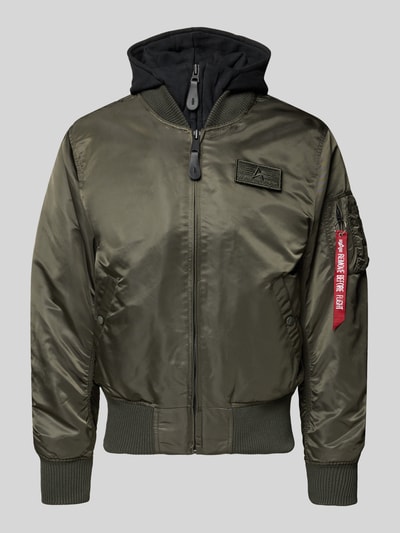 Alpha Industries Bomberjacke mit Kapuze und Label-Stitching Dunkelgruen 2
