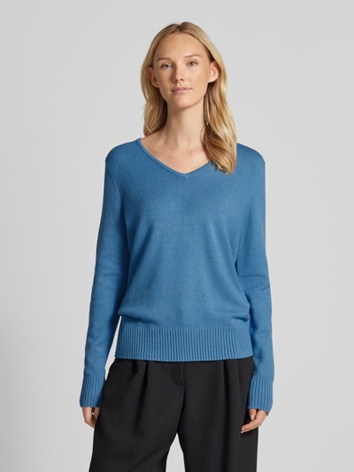 Christian Berg Woman Regular Fit Strickpullover mit V-Ausschnitt Rauchblau Melange 4