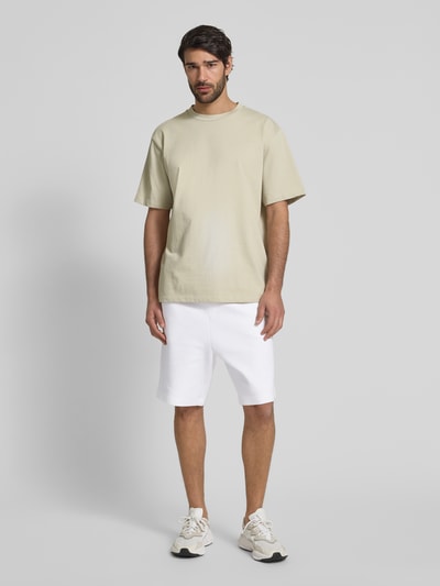 BOSS Green Regular Fit Sweatshorts mit elastischem Bund Modell 'Headlo' Weiss 1