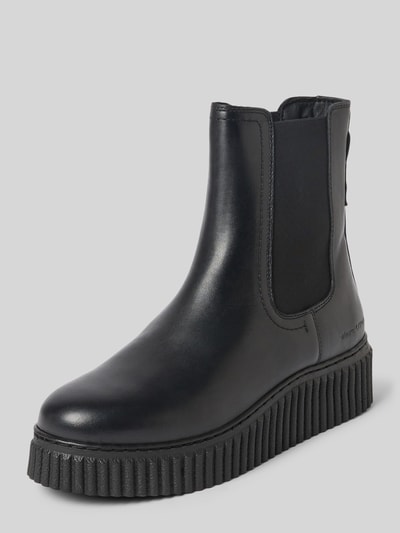 Productfoto, Chelseas uit echt rundleer model 'Bianca' van Marc O'Polo, zwarte kleur, glad oppervlak, dikke geribbelde zool, Dames chelsea boots