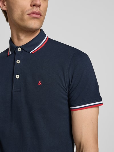 Jack & Jones Slim Fit Poloshirt mit Logo-Stitching Modell 'PAULOS' Marine 3